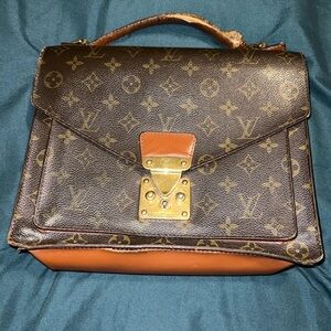 Louis Vuitton Brown and Tan Satchel with Gold Accents